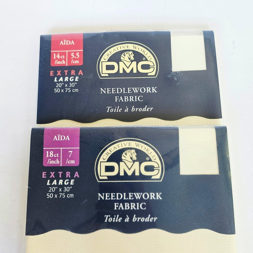 DMC Aida Needlework Fabric 14ct & 18ct Extra Large 20x30 Ecru Lot Cross Stitch